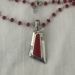 Silpada coral Necklace with sterling silver red pendant